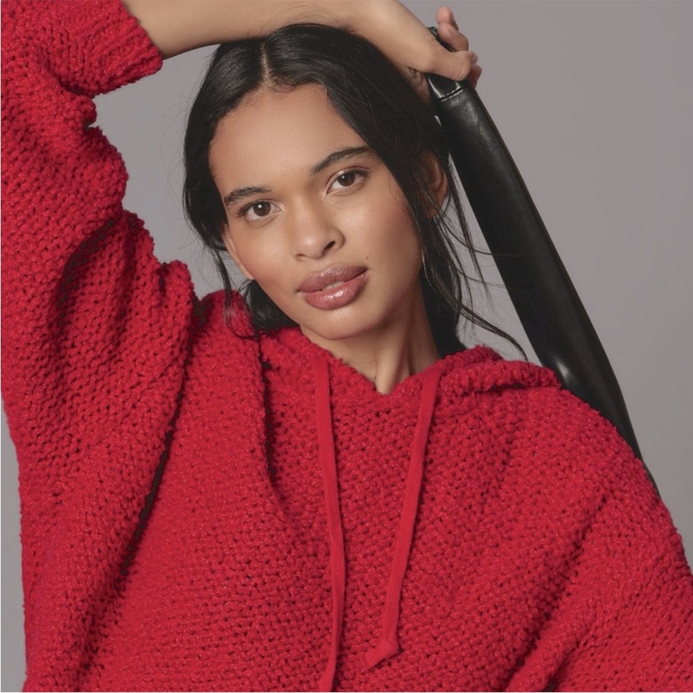 BOGO! Anthropologie Pilcro Sailcloth Oversized Hooded Sweater Red Size Medium - Picture 2 of 9